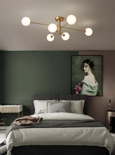 Lampara Moderna Esfera Diseña Vidrio/Metal Lámpara Colgante Cobre/Negra