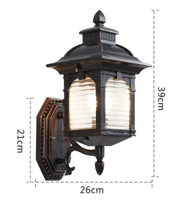 Lámpara de pared exterior de vidrio antiguo