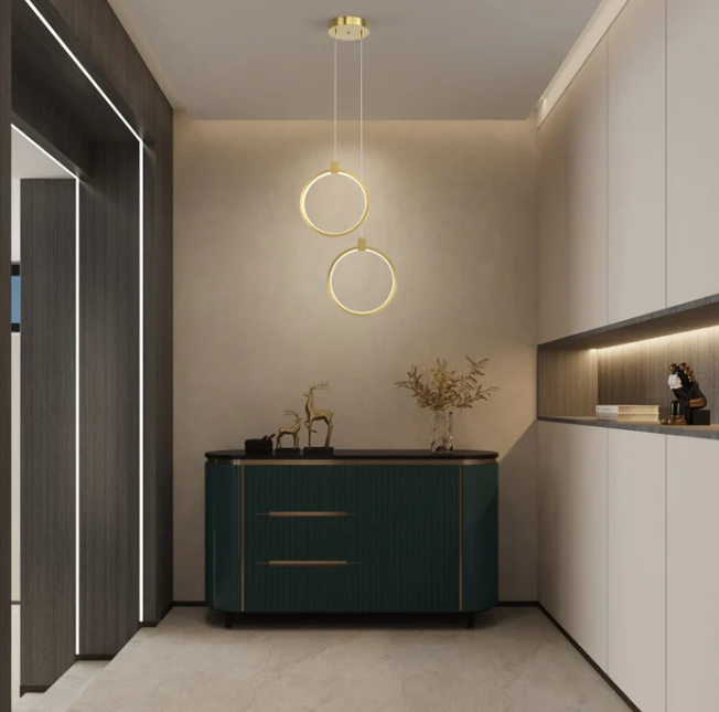 Luz colgante de círculo de 2 luces Oro Latón Charmed Hanging Light