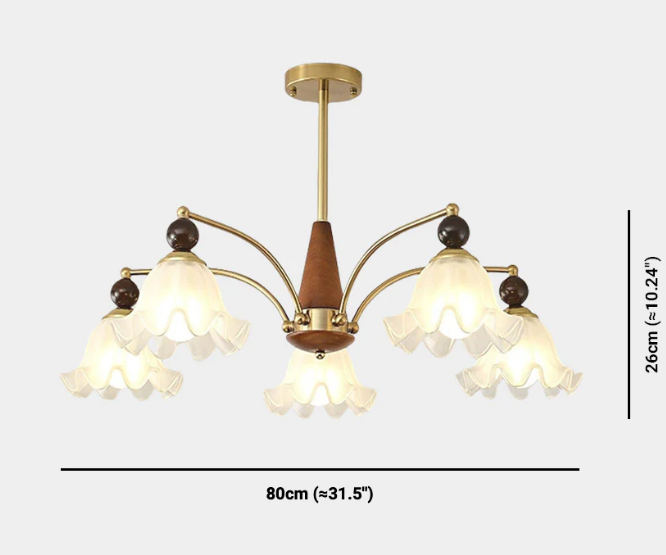 Lámpara de araña con forma de rama de madera y cristal, color blanco