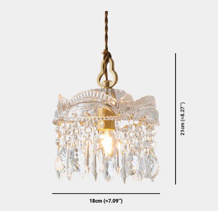 Lámpara colgante de lujo de latón y cristal transparente