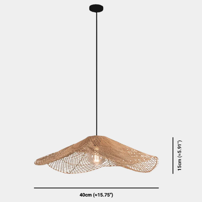 Lámpara colgante con sombrero de paja de ratán tejido Japonés