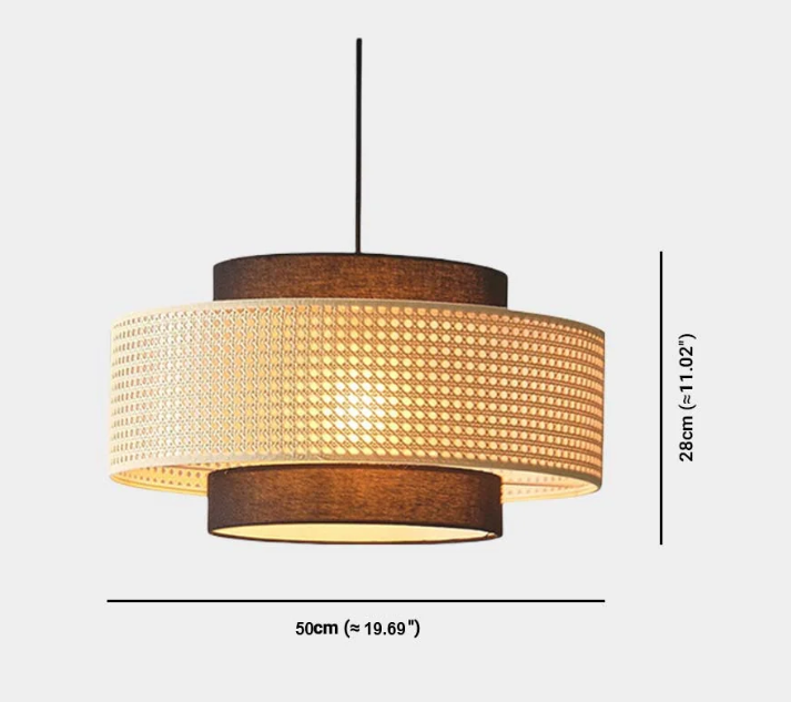 Lámpara colgante Japonés retro redonda de tela de ratán