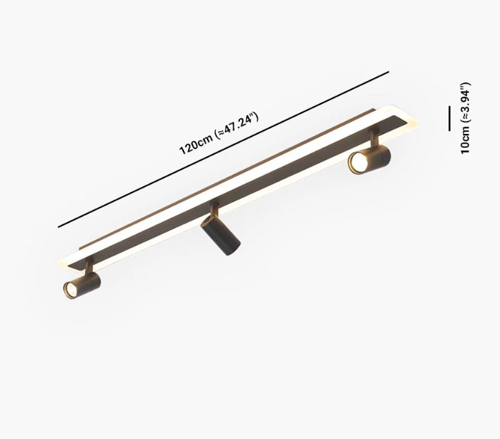 Foco de techo con riel, LED lineal moderno, color negro