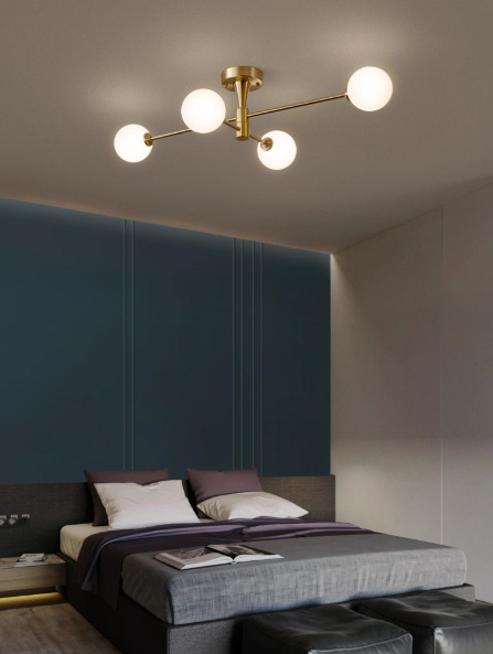 Lampara Moderna Esfera Diseña Vidrio/Metal Lámpara Colgante Cobre/Negra