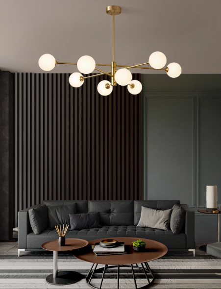 Lampara Moderna Esfera Diseña Vidrio/Metal Lámpara Colgante Cobre/Negra