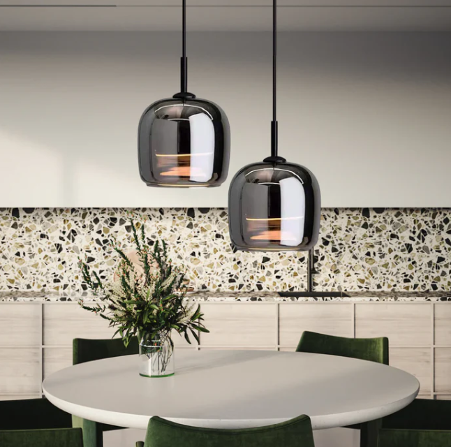 Lámpara colgante de cristal negro nórdico