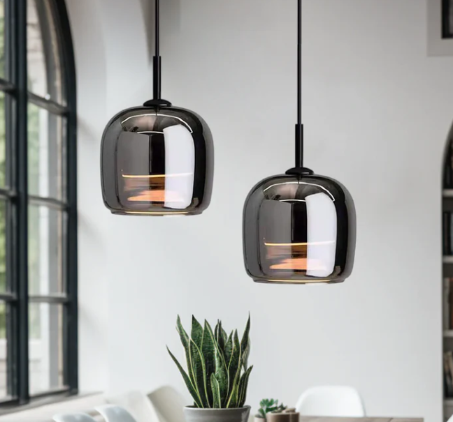 Lámpara colgante de cristal negro nórdico