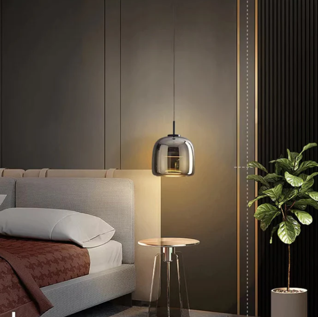 Lámpara colgante de cristal negro nórdico