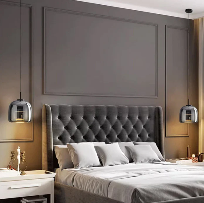 Lámpara colgante de cristal negro nórdico