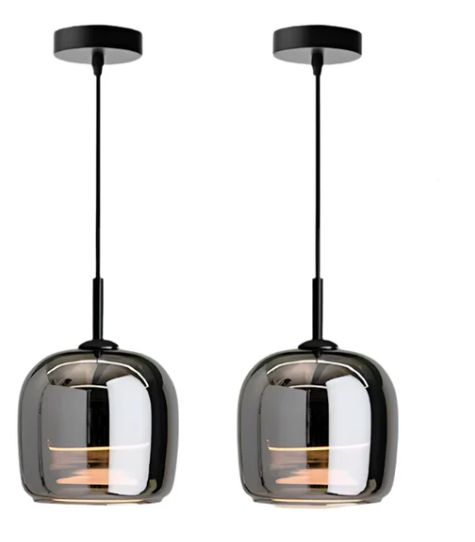 Lámpara colgante de cristal negro nórdico