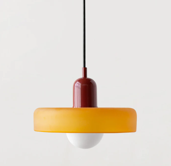 Lámpara colgante Bauhaus en vidrio coloreado