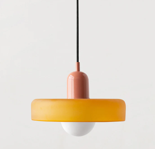 Lámpara colgante Bauhaus en vidrio coloreado