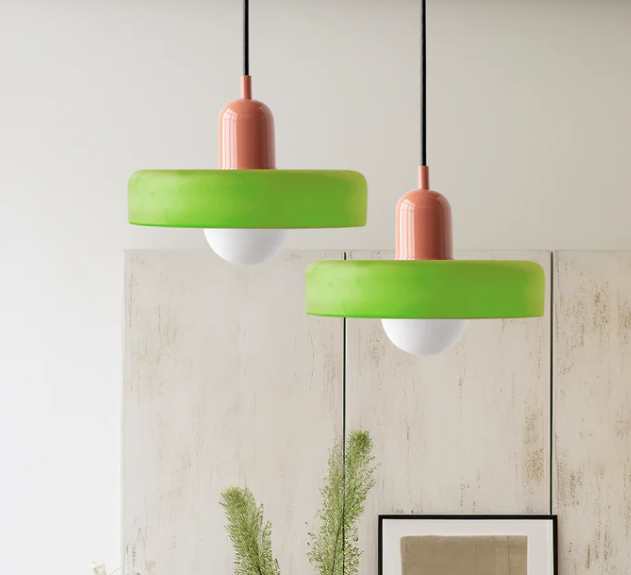 Lámpara colgante Bauhaus en vidrio coloreado