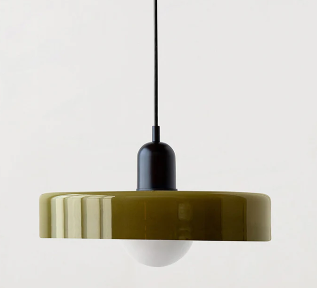 Lámpara colgante Bauhaus en vidrio coloreado