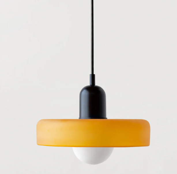 Lámpara colgante Bauhaus en vidrio coloreado