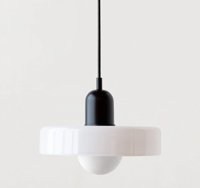 Lámpara colgante Bauhaus en vidrio coloreado