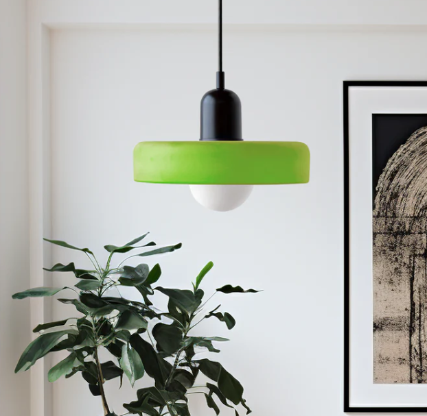 Lámpara colgante Bauhaus en vidrio coloreado