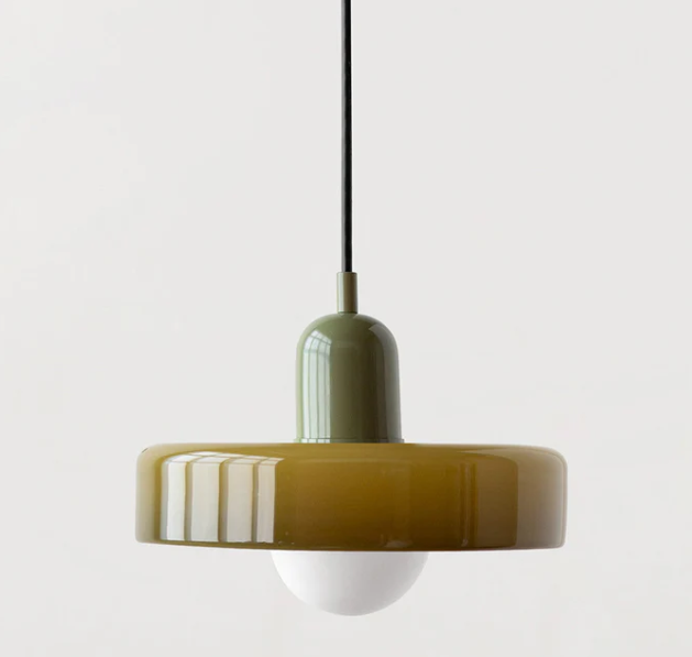 Lámpara colgante Bauhaus en vidrio coloreado
