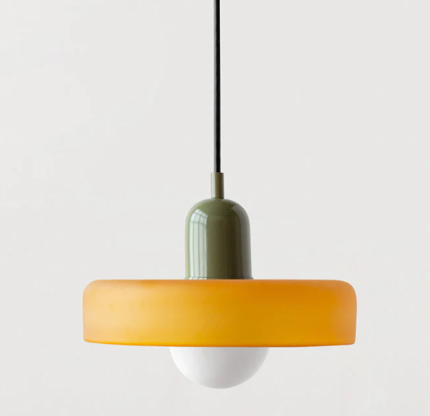 Lámpara colgante Bauhaus en vidrio coloreado