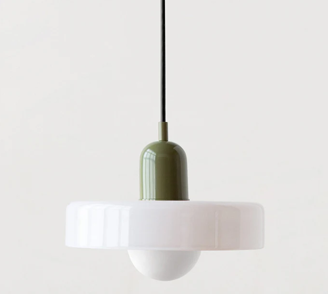 Lámpara colgante Bauhaus en vidrio coloreado