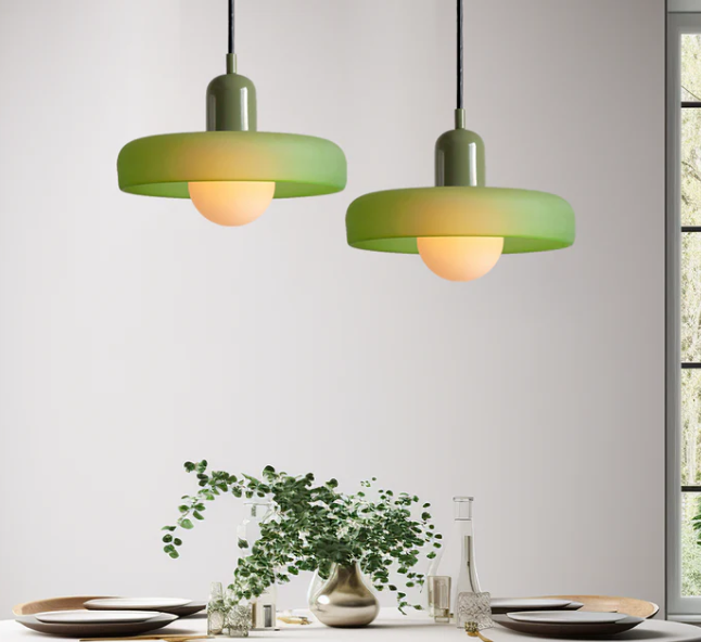 Lámpara colgante Bauhaus en vidrio coloreado