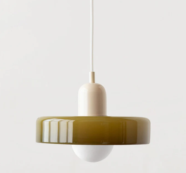 Lámpara colgante Bauhaus en vidrio coloreado