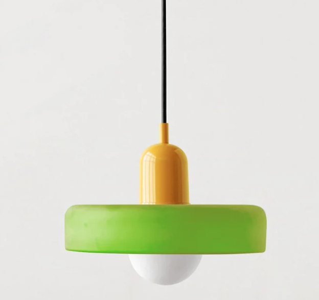 Lámpara colgante Bauhaus en vidrio coloreado