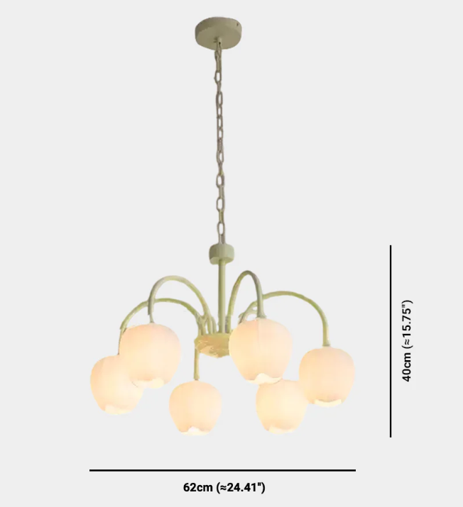 Lámpara nórdica crema rama cristal tulipán flor