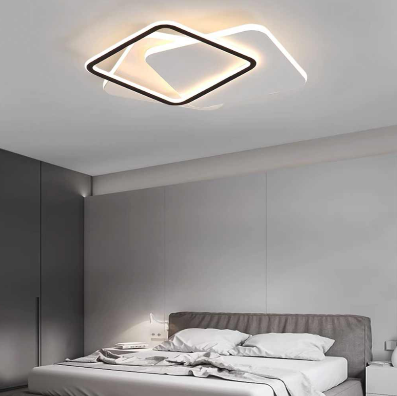 Lámpara de techo nórdica geométrica regulable LED, blanca y negra