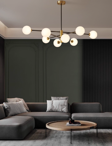 Lampara Moderna Esfera Diseña Vidrio/Metal Lámpara Colgante Cobre/Negra