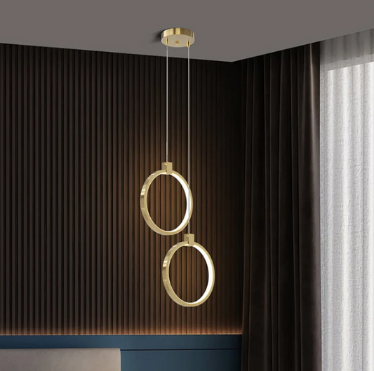 Luz colgante de círculo de 2 luces Oro Latón Charmed Hanging Light