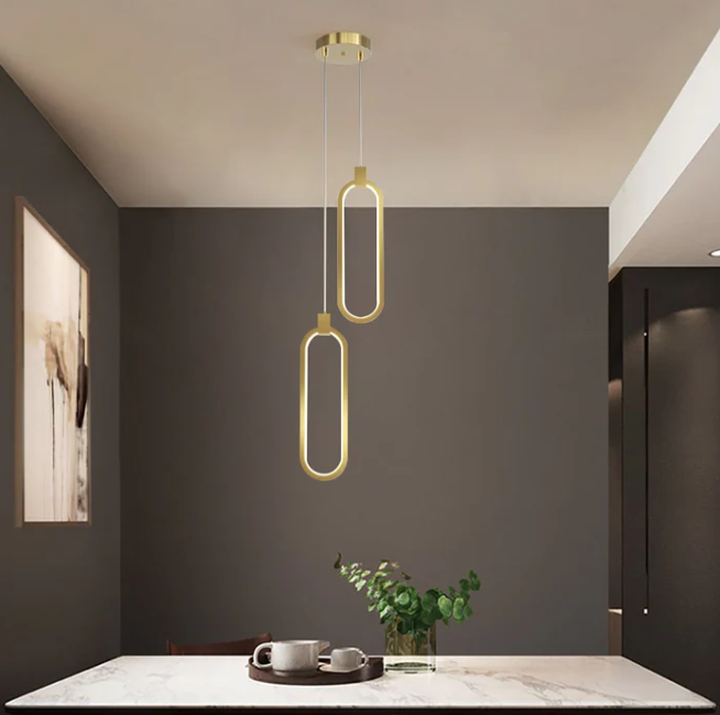 Luz colgante de círculo de 2 luces Oro Latón Charmed Hanging Light