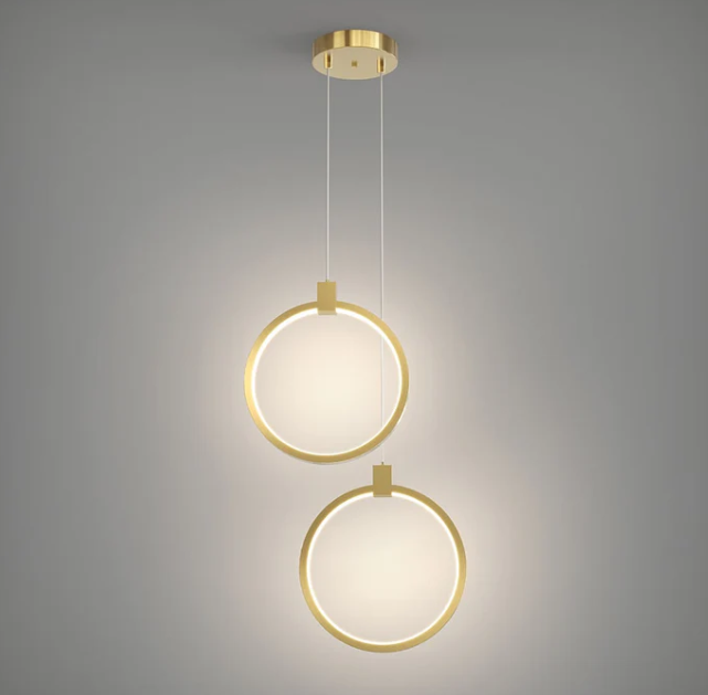 Luz colgante de círculo de 2 luces Oro Latón Charmed Hanging Light