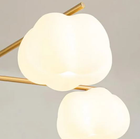 Candelabro de sala de estar con bolas de algodón de madera creativas