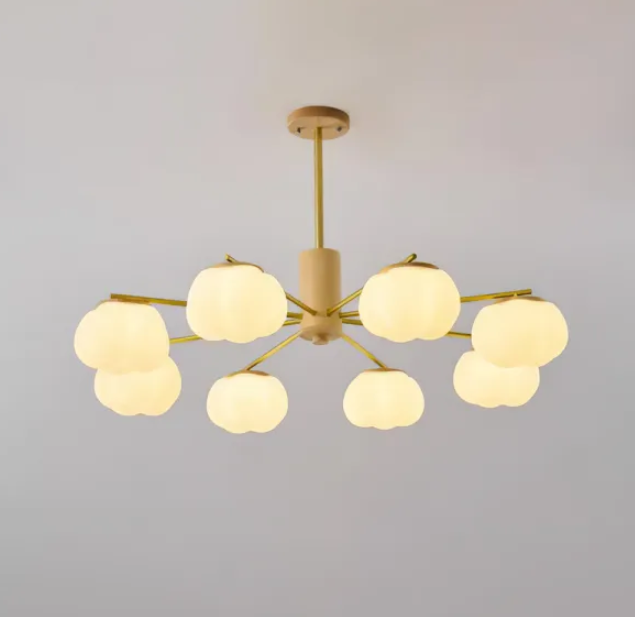 Candelabro de sala de estar con bolas de algodón de madera creativas