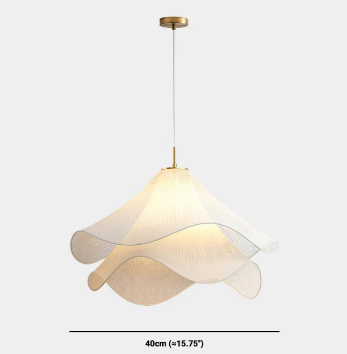 Lámpara colgante francesa de interior con pantalla de tela de pétalos