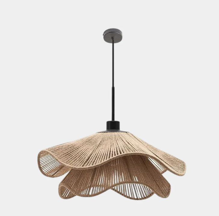 Lámpara colgante francesa de interior con pantalla de tela de pétalos