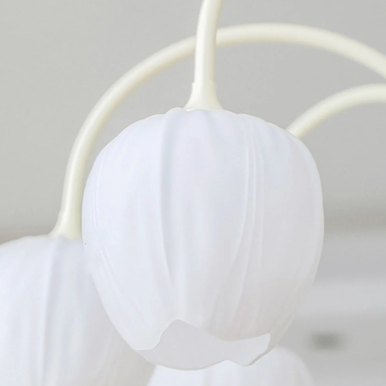 Lámpara nórdica crema rama cristal tulipán flor