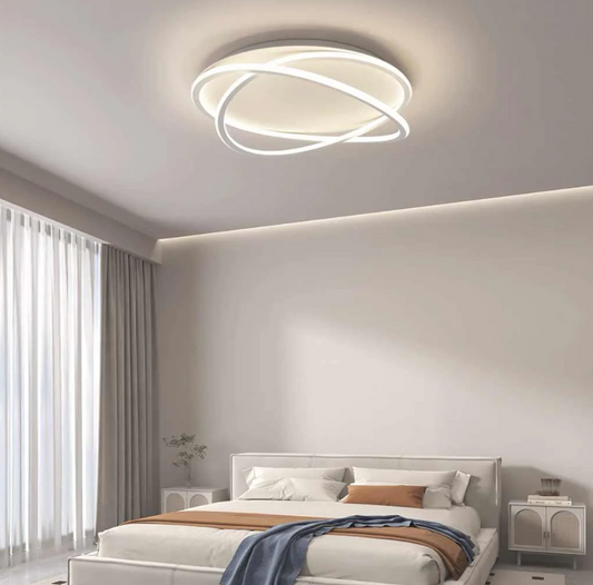 Lámpara de techo empotrada con anillo LED moderno, color blanco