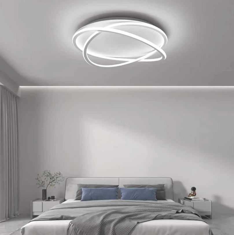 Lámpara de techo empotrada con anillo LED moderno, color blanco