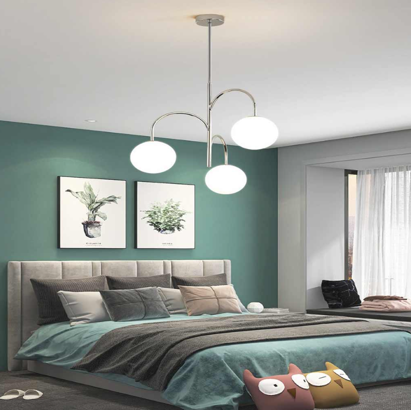 Lámpara de araña nórdica Bauhaus de cristal cromado, 3 luces