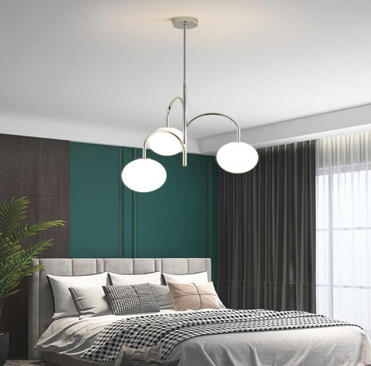 Lámpara de araña nórdica Bauhaus de cristal cromado, 3 luces