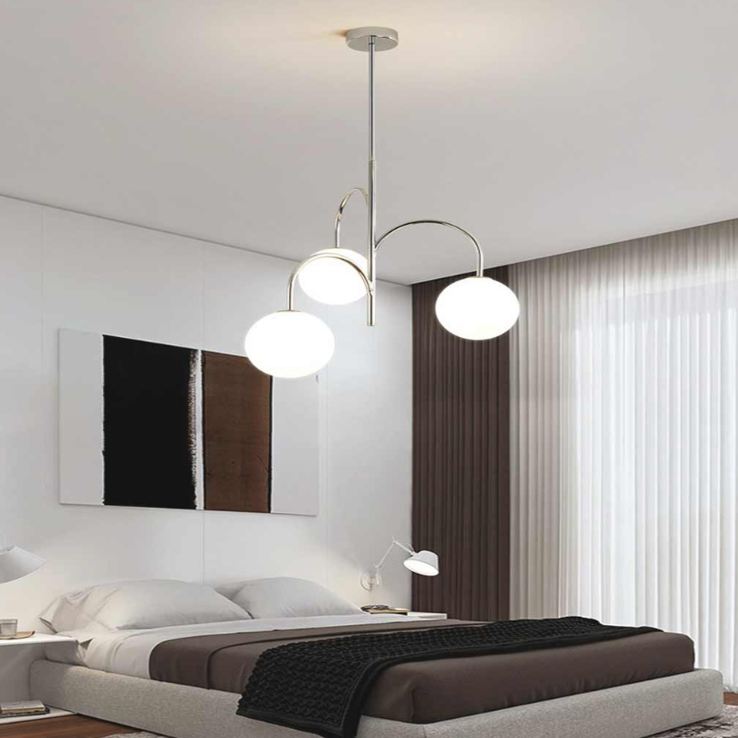 Lámpara de araña nórdica Bauhaus de cristal cromado, 3 luces