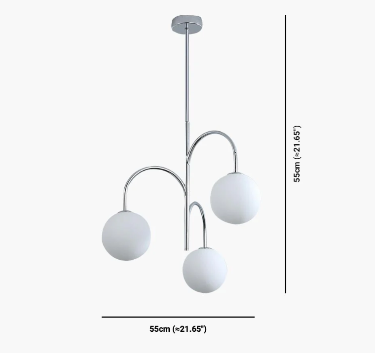 Lámpara de araña nórdica Bauhaus de cristal cromado, 3 luces