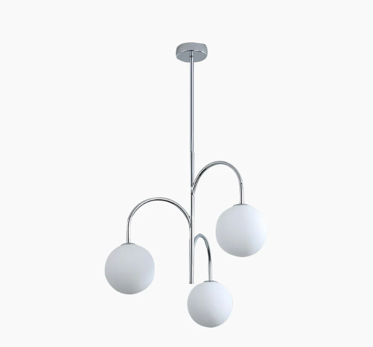 Lámpara de araña nórdica Bauhaus de cristal cromado, 3 luces