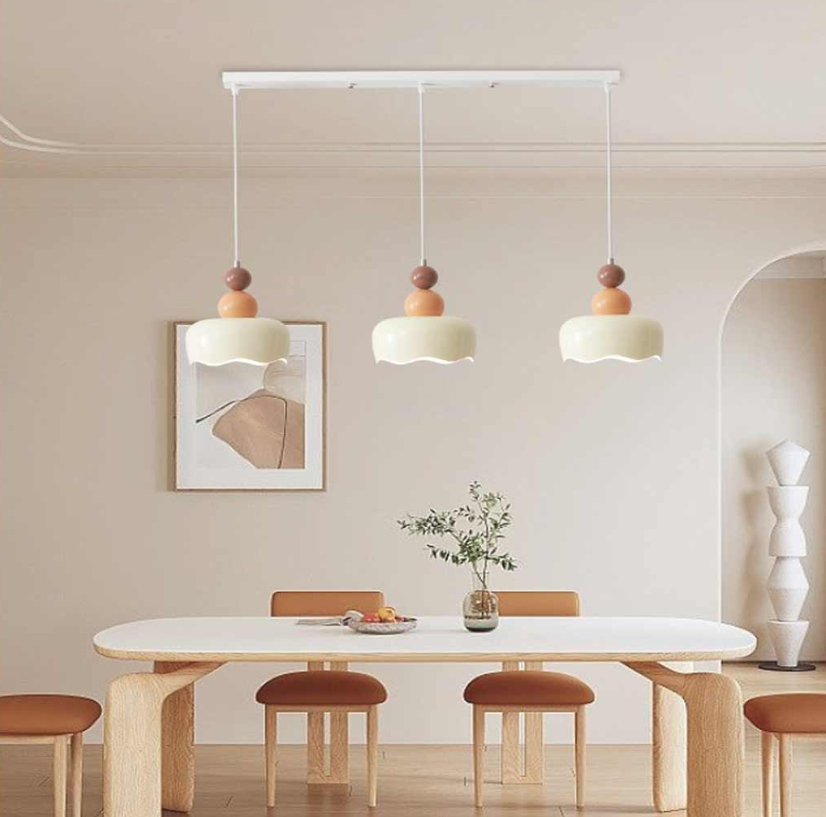 Lámpara colgante nórdica de metal color crema, 2 colores