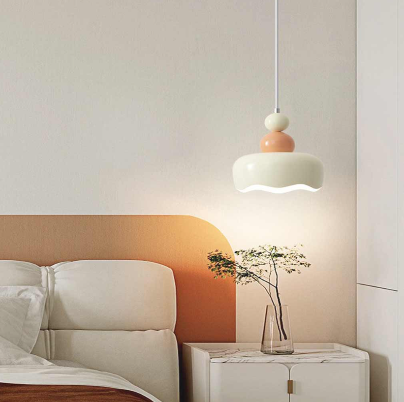 Lámpara colgante nórdica de metal color crema, 2 colores