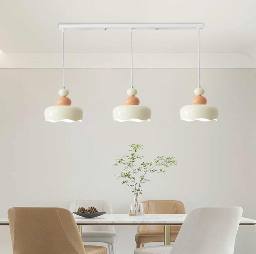 Lámpara colgante nórdica de metal color crema, 2 colores