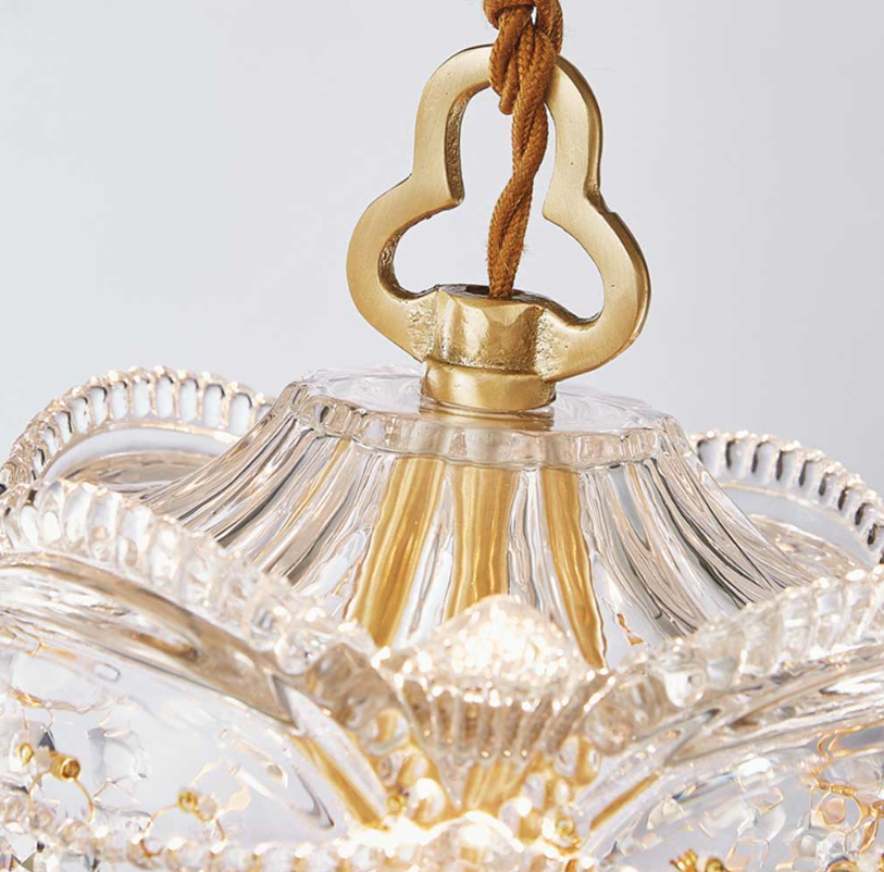 Lámpara colgante de lujo de latón y cristal transparente